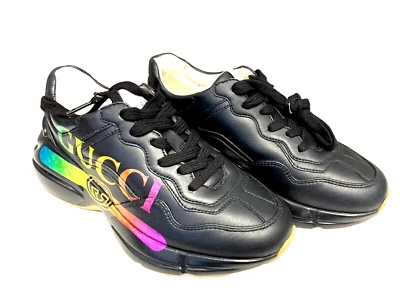 Zapatillas para mujer Gucci Rhython negras con logotipo arco iris talla 34 Foto 1 de 4