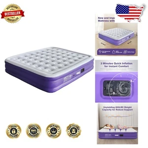 Portable 16-Inch Inflatable King Mattress with Travel Bag - Elegant Purple - Picture 1 of 9