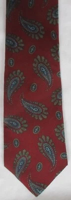 NEIMAN MARCUS БОРДОВЫЙ КРАСНЫЙ ПЕЙСЛИ ШЕЛКОВЫЙ ГАЛСТУК - Изображение 1 из 4