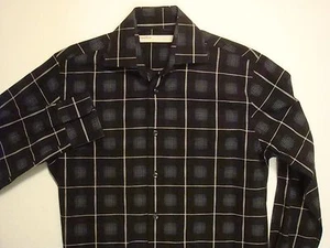 Perry Ellis Black Silver Square Patterns LONG SLEEVE SHIRT Small 15 x 33/34 - Bild 1 von 1
