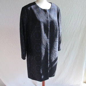 Cappotto donna pizzo nero blu 18 soprabito 18 bottoni foderati a pressione misto cotone - Foto 1 di 12