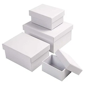 Gift boxes Rectangular White Art Crafts Packing Party Gifts Storage Box Pack 4 - Picture 1 of 7