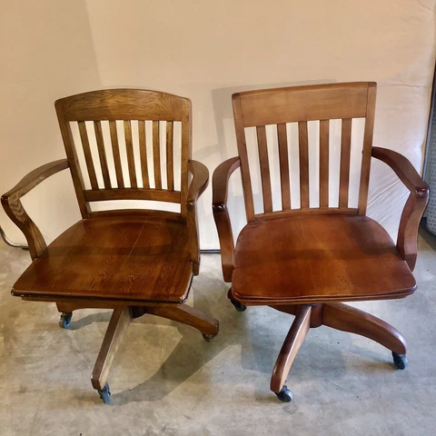 Antique Desk Office Rolling Chairs Great Condition Cover