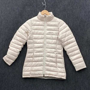 Marmot 800 Fill Goose Down Puffer Jacket Womens XS Cream Full Zip Outdoors - Picture 1 of 22