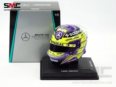 Mercedes AMG F1 W15 #44 Lewis Hamilton British GP 2024 7x WDC 1:5 Spark Helmet - Image 1 of 4