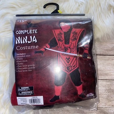 Disfraz de Ninja Completo Rojo Negro Fun World Niños L 10-12 ¡NUEVO! A1B Foto 1 de 4