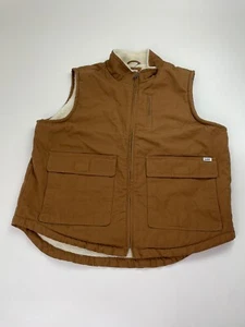 Lee Men’s Work Wear Canvas Vest Sherpa Lined Tabacco Large - Picture 1 of 7