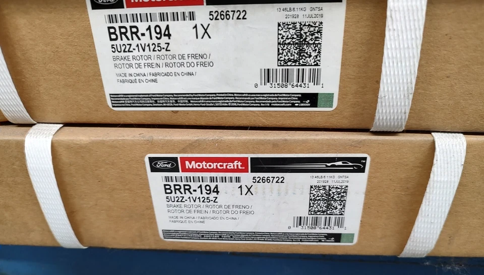 2 件套全新原始设备制造商福特 Motorcraft 后盘式制动转子 BRR-194 5U2Z-1V125-Z — 第 1/1 张图片
