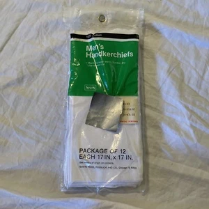 Paquete de 8 pañuelos Sears 17 x 17 para hombre blancos nuevo paquete abierto - Imagen 1 de 3