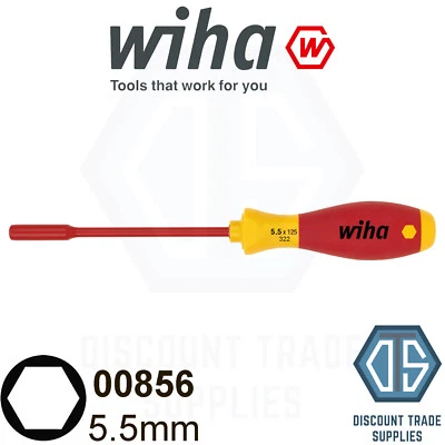 Wiha Socket Driver Wrench Screwdriver VDE Hex Nut Driver Key 5.5mm 1000v 00856 - Image 1 of 3
