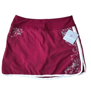 Athleta roter Active Skort Rock Damen 6 Taschen Reißverschluss gefüttert Tennis Laufen - Bild 1 von 18