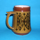 Studio Art Pottery - Attractive Hand Painted Primal Shield Patterned Tankard