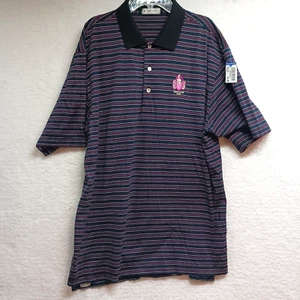 Peter Millar Polo Shirt Mens sz Large Black Stripe 100% Cotton Vinoy Club 1925 - Picture 1 of 15