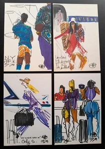 Lot Of 4 Air France Menus Travel Sketches No. 9 No. 10 No. 15 No. 16 Paris Dakar - Picture 1 of 12