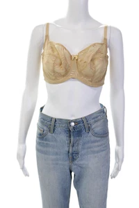 Panache Womens Embroidered Sheer Cup Detail Underwire Bra Solid Beige Size 40D - Picture 1 of 5