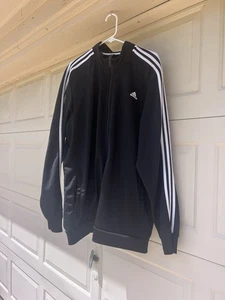 Adidas Track Jacket Zip Up 3 Stripe Striped Top Black 2XL Classic Rap DMC - Picture 1 of 4