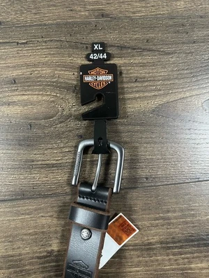 Новый с Ярлыками Harley Davidson мужской черный ремень натуральной кожи размер XL 42/44 регулируемый - Изображение 1 из 4