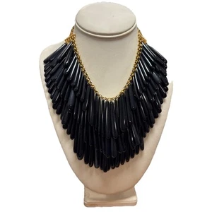 Joan Rivers 20th  Anniversary Triple Strand Faux Black Onyx Lucite Necklace - Picture 1 of 3