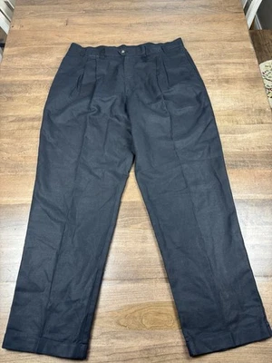 DOCKERS Linen Cotton Blend Pants Black Pleated Relaxed Fit Work Mens 40x32 - Image 1 of 4