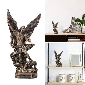 5,1 Zoll Erzengel St. Michael tötet Dämon Statue Figur Harz Wohndeko - Bild 1 von 11
