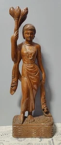 Oriental hand-carved wooden statue woman 21.5x8x5" - Picture 1 of 7