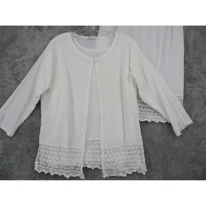 Miss Aly Skirt Set Womens Medium Crochet Asymmetric Crinkle Lagenlook Beach - Picture 1 of 20