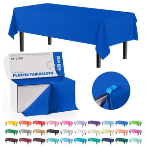 Exquisite Dark Blue Plastic 54x300 inches Rectangular Tablecloth Roll with Bu... - Picture 1 of 9
