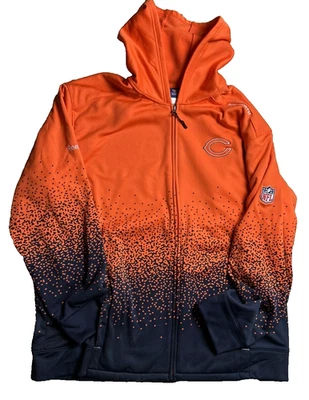 Chicago Bears NFC North 2XL XXL Sudadera Cremallera Completa Reebok On Field Naranja Azul Foto 1 de 4