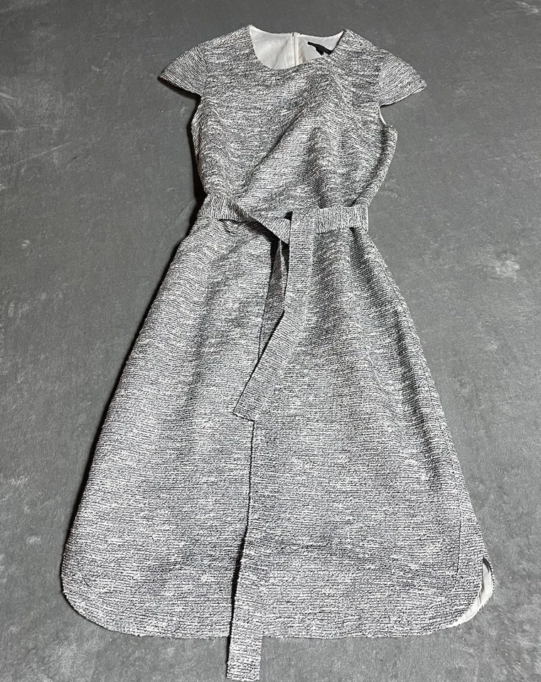 J Crew Dress Womens 6 Tall Tweed Marled Sheath Shift Belted Lined - Image 1 of 4