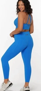 Lorna Jane blue Curve Recycled phone pocket ankle biter tights - size S - Picture 1 of 7