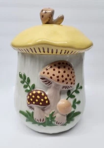 Vintage 7 inch "Merry Mushroom" Inspired Ceramic Canister Jar with Lid - Picture 1 of 11