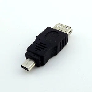 1x USB 2.0 A Female Jack to Mini USB B 5 Pin Male Plug OTG Adapter Connector F/M - Picture 1 of 6
