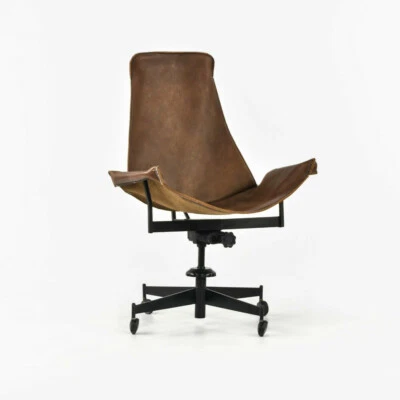 1969 William Katavolos Swivel K Chair Desk Chair for Leathercrafter Brown Sling - Image 1 of 4