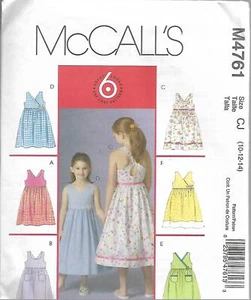 Easy McCall's 6 Great Looks Pattern #M4761-Girl's Dresses-Sizes 10-12-14 Summer - Picture 1 of 1