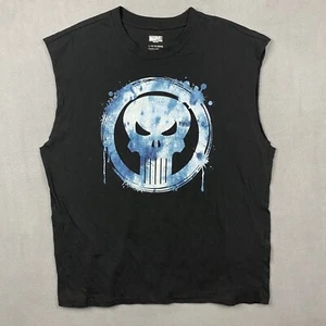 The Punisher Shirt Mens Large Black Sleeveless Tank Top MARVEL Logo Y2K - Picture 1 of 7
