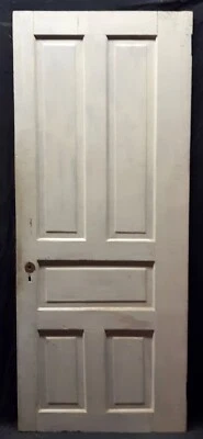 32"x79" Antique Vintage Old Victorian Interior SOLID Wood Wooden Door 5 Panels - Image 1 of 4