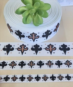 5/8, 7/8 & 1.5" (1YD) New Orleans Saints Football Grosgrain Ribbon Fleur-de-lis - Picture 1 of 1