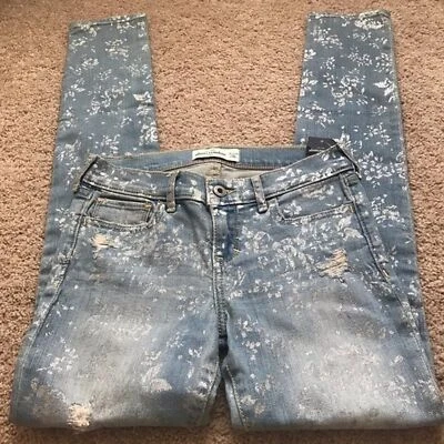 Abercrombie Niños Vaqueros Fábrica Desgastados Diseño Floral Niña Talla 16 Slim Foto 1 de 4