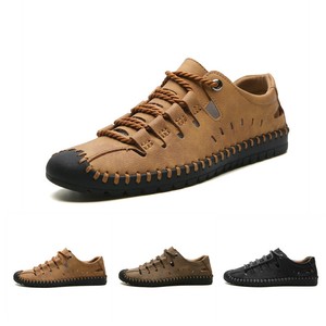 Mens Pumps Solid Lace Up Flat Hollow Out Handwork Outdoor Leisure Sandals New