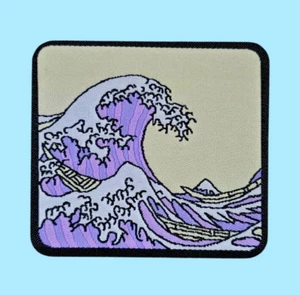 KANAGAWA WAVE JAPANESE OCEAN PAINTING WOVEN ADVENTURE IRON ON PATCH - Picture 1 of 2