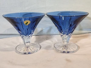 WATERFORD CRYSTAL Lismore Jewels 5" Sapphire Footed Bowls, Set of 2 VERY NICE! - Picture 1 of 18