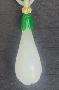 Chinesische weiße Jade geschnitzte Jade Orchidee Talisman Anhänger - Bild 1 von 6