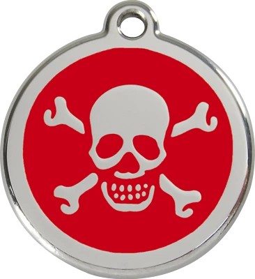 Steel Red Dingo Skull ID Charm Dog Tag Black Purple Blue Green Yellow Red Pink - Image 1 of 4