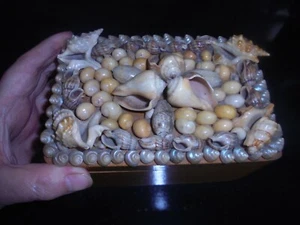 (X1) VINTAGE SEA SHELL WOODEN BOX JEWELLERY TRINKET FROM KYLE OF LOCHALSH - Picture 1 of 10