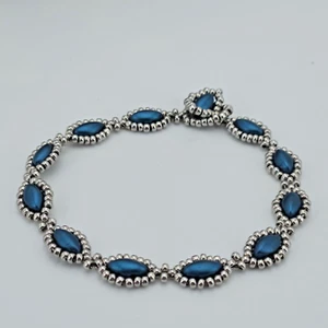 Armband Damen Schmuck handarbeit Grün Silber Perlen Glasperlen 17 cm fein schmal - Bild 1 von 6
