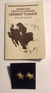 Vintage 90s Southwest Gold Tone Horny Toad Lizard Earrings - Picture 1 of 4