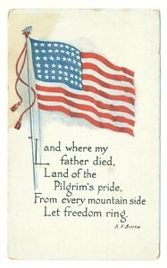 Postcard Let Freedom Ring, American Flag, Patriotic, S.F. Smith VTG VPC02.