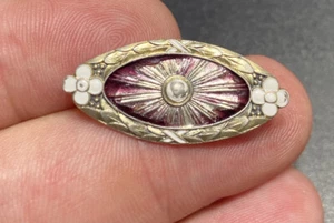 Schweden CG Hallberg Sterling Silber Violett Guilloche Emaille Brosche Anstecknadel Selten - Bild 1 von 7