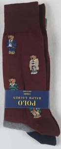 Polo Ralph Lauren 2 Pairs Dress Socks Teddy Bear Burgundy NWT - Picture 1 of 1