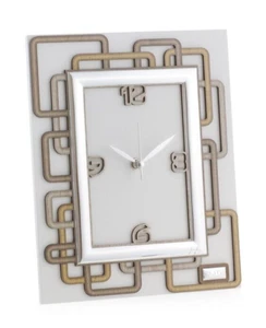 OROLOGIO DA TAVOLO CON SVEGLIA LEGNO ARGENTO E 1040/OR 10X15 - Foto 1 di 5